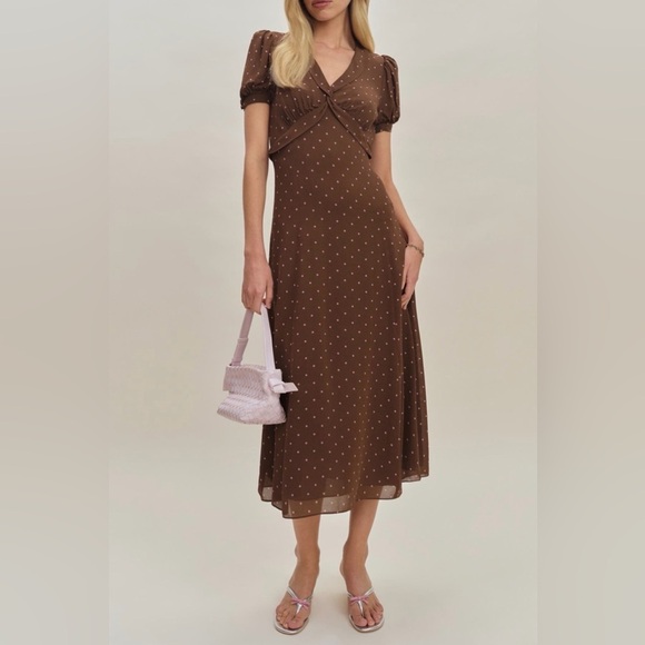 Reformation x Devon Lee Carlson Michelle Puff Sleeve Dress B2581